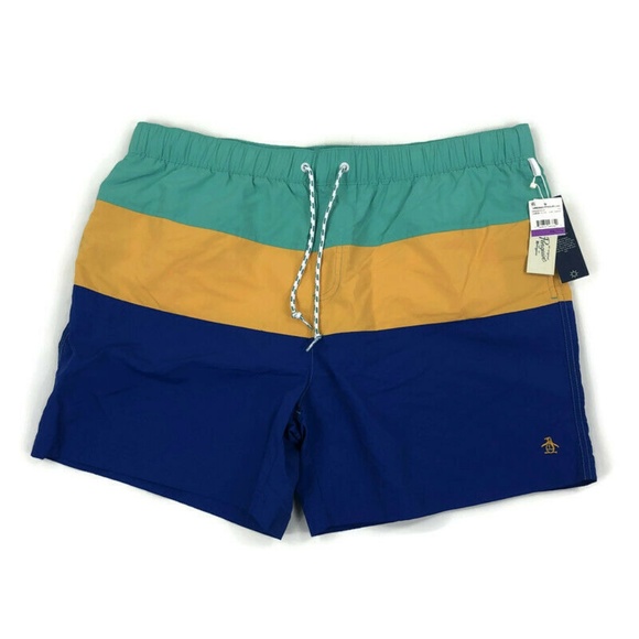 Original Penguin Mens Swim Trunks Lined Drawstring - Picture 1 of 4